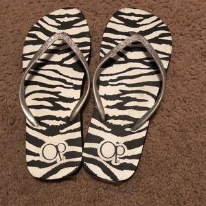 Sparkly OP Zebra Flip Flops